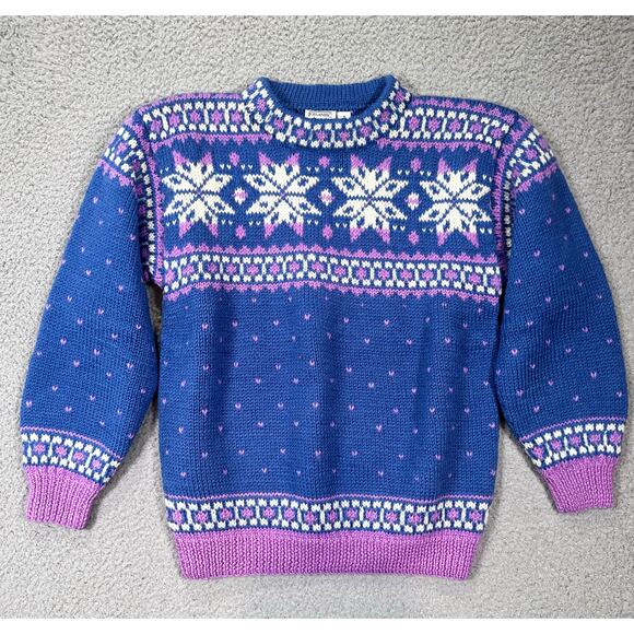 Vintage Icelandic Design Sweater Hand Knit Norwegian Wool Women's Small Grandma - Picture 9 of 9